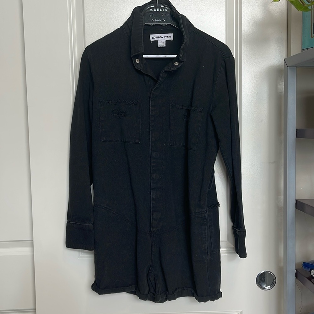 Cowboy stars black jean romper